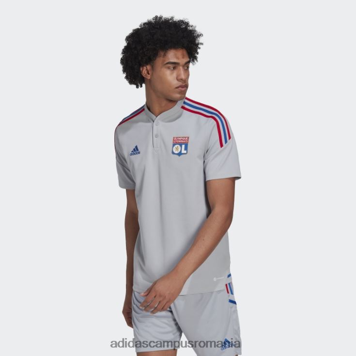 adidas campus romania tricou polo de antrenament olympique lyonnais tiro 21 argintiu bărbați argint J266N214419