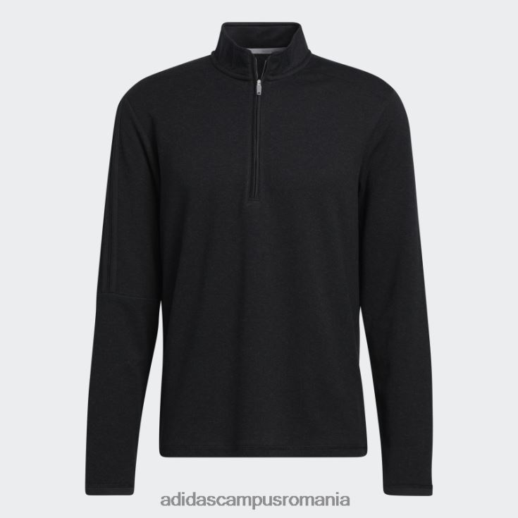 adidas campus romania Pulover cu fermoar sfert cu 3 dungi, negru melange bărbați melange negru J266N26613