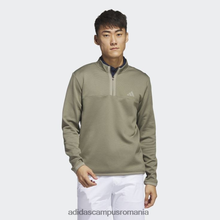 adidas campus romania Pulover de golf adidas cu fermoar 1/4, olive microdot bărbați măsline/pietricică argintie J266N26633
