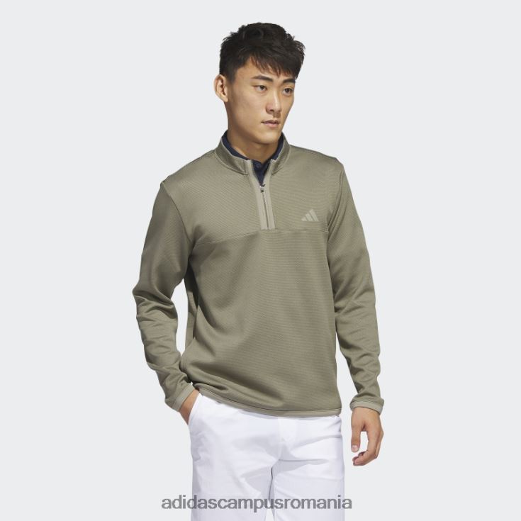 adidas campus romania Pulover de golf adidas cu fermoar 1/4, olive microdot bărbați măsline/pietricică argintie J266N26633