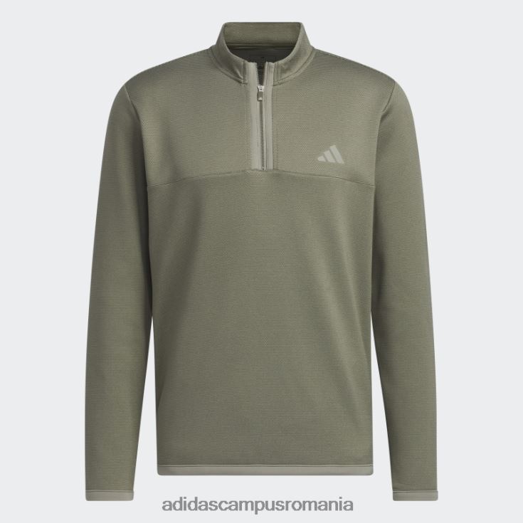 adidas campus romania Pulover de golf adidas cu fermoar 1/4, olive microdot bărbați măsline/pietricică argintie J266N26633