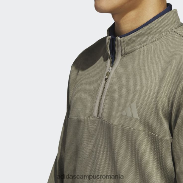 adidas campus romania Pulover de golf adidas cu fermoar 1/4, olive microdot bărbați măsline/pietricică argintie J266N26633