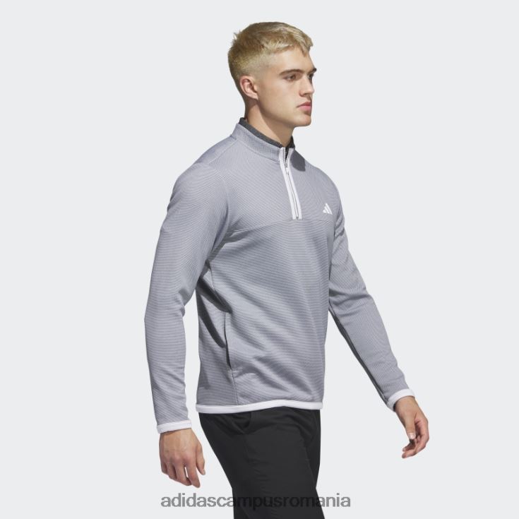 adidas campus romania Pulover de golf cu fermoar 1/4 alb cu micropuncte adidas bărbați alb/gri J266N26579