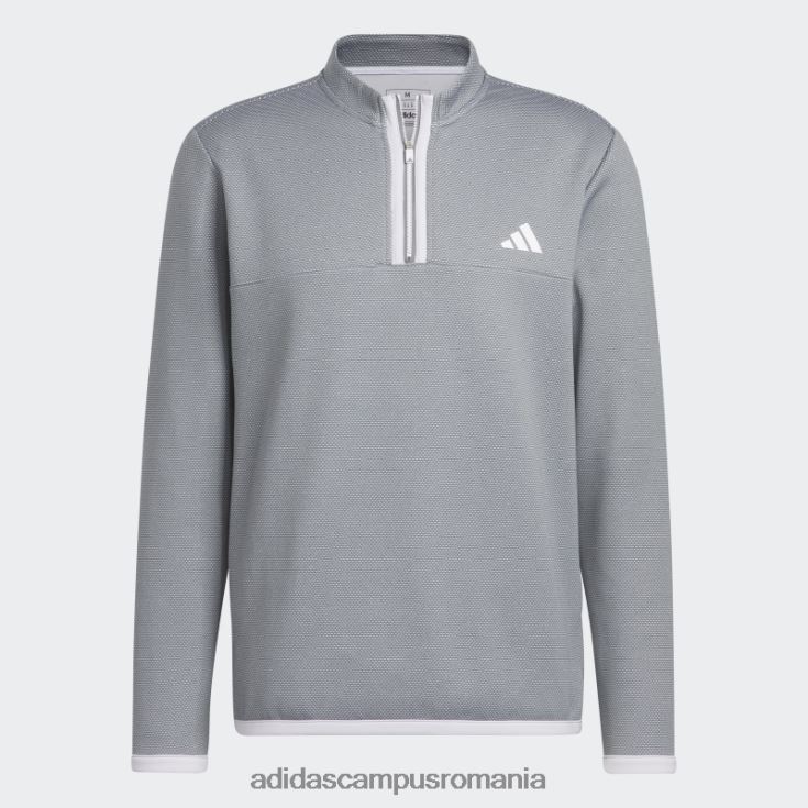 adidas campus romania Pulover de golf cu fermoar 1/4 alb cu micropuncte adidas bărbați alb/gri J266N26579