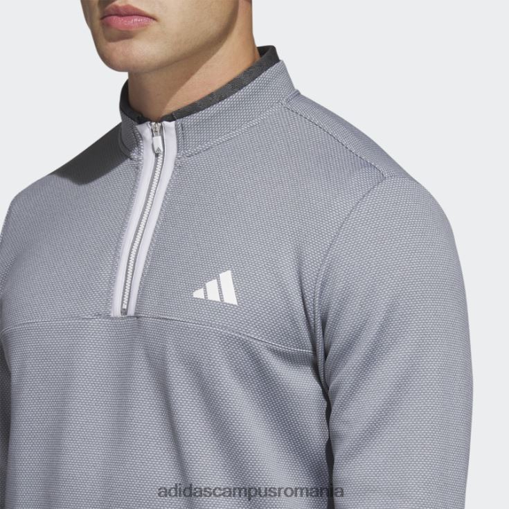 adidas campus romania Pulover de golf cu fermoar 1/4 alb cu micropuncte adidas bărbați alb/gri J266N26579