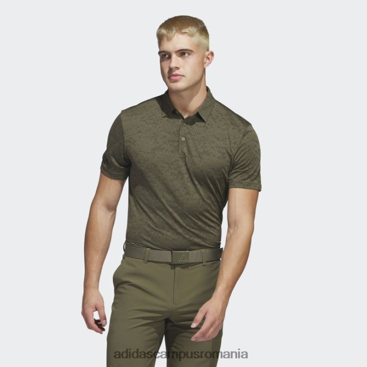adidas campus romania Tricou polo de golf jacquard cu textura măsline bărbați măsliniu/negru J266N26131
