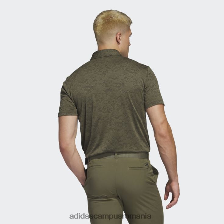 adidas campus romania Tricou polo de golf jacquard cu textura măsline bărbați măsliniu/negru J266N26131