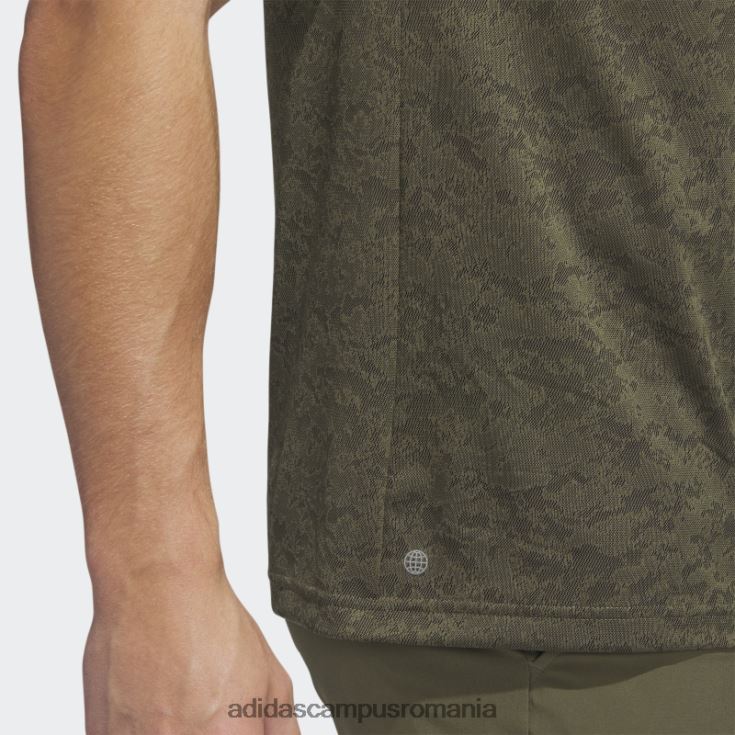 adidas campus romania Tricou polo de golf jacquard cu textura măsline bărbați măsliniu/negru J266N26131