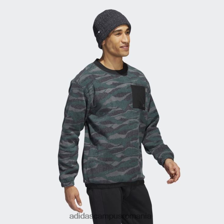 adidas campus romania hanorac pentru echipaj cu imprimeu texturat negru adidas bărbați negru/gri/verde J266N27530