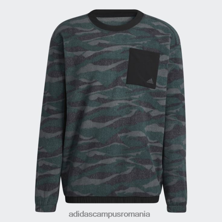 adidas campus romania hanorac pentru echipaj cu imprimeu texturat negru adidas bărbați negru/gri/verde J266N27530