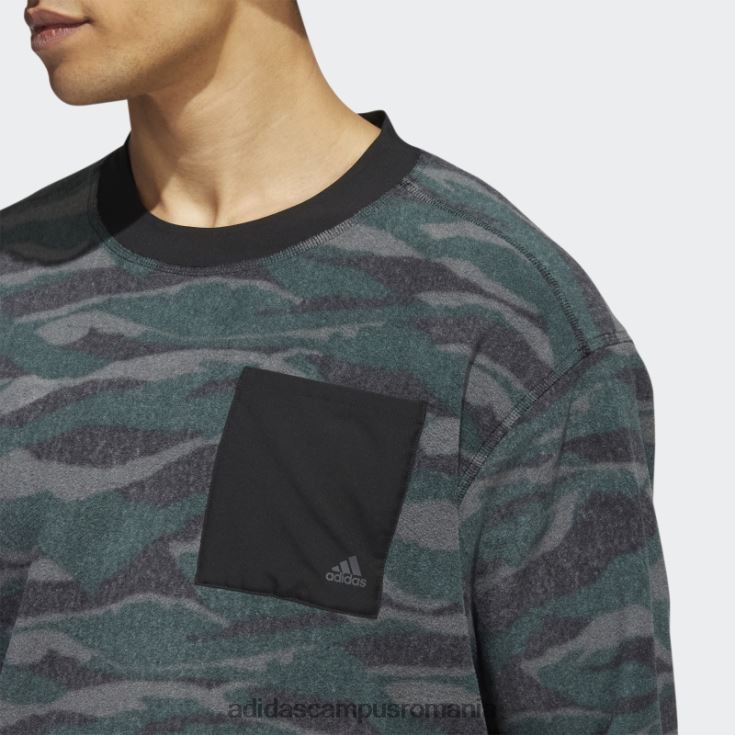 adidas campus romania hanorac pentru echipaj cu imprimeu texturat negru adidas bărbați negru/gri/verde J266N27530