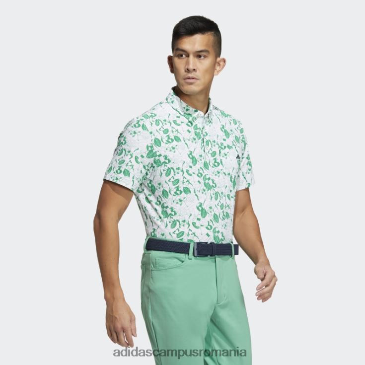 adidas campus romania play verde tricou polo grafic alb bărbați alb/verde J266N213976
