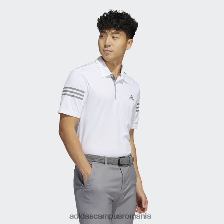 adidas campus romania tricou polo alb cu 3 dungi bărbați alb J266N25063