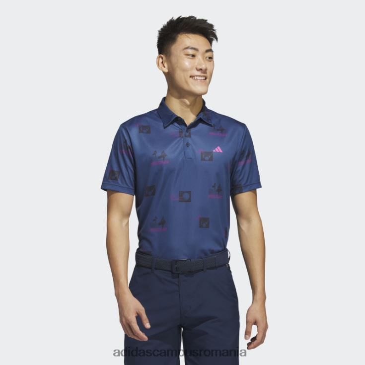 adidas campus romania tricou polo bleumarin cu imprimeu integral bărbați bleumarin/fucsia/negru J266N26238