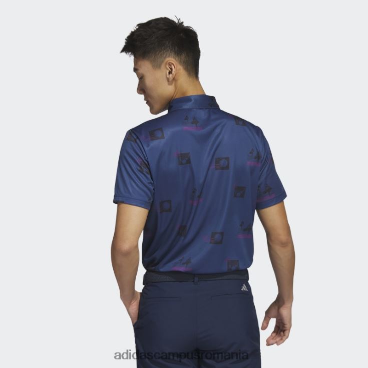 adidas campus romania tricou polo bleumarin cu imprimeu integral bărbați bleumarin/fucsia/negru J266N26238