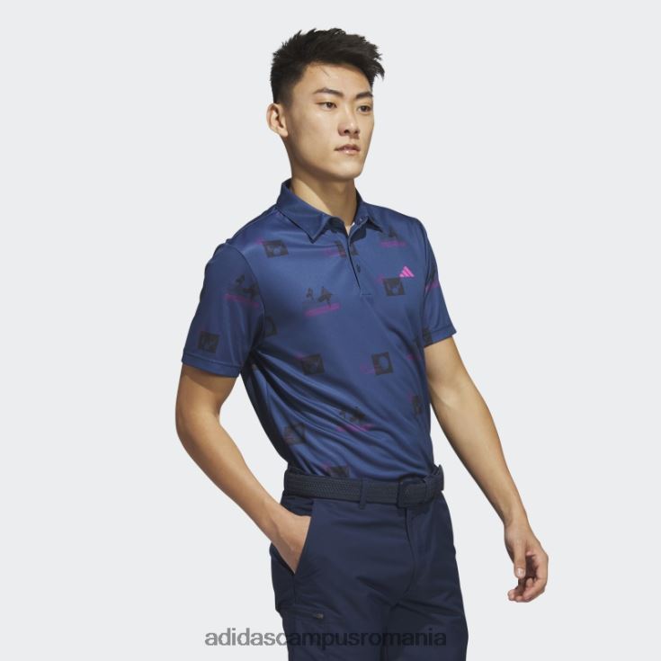 adidas campus romania tricou polo bleumarin cu imprimeu integral bărbați bleumarin/fucsia/negru J266N26238