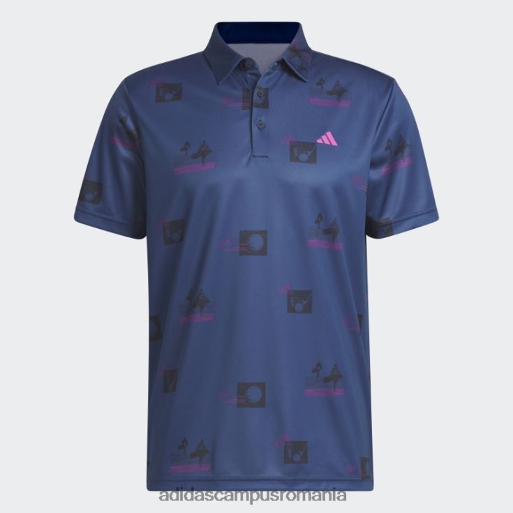 adidas campus romania tricou polo bleumarin cu imprimeu integral bărbați bleumarin/fucsia/negru J266N26238