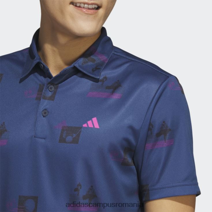 adidas campus romania tricou polo bleumarin cu imprimeu integral bărbați bleumarin/fucsia/negru J266N26238