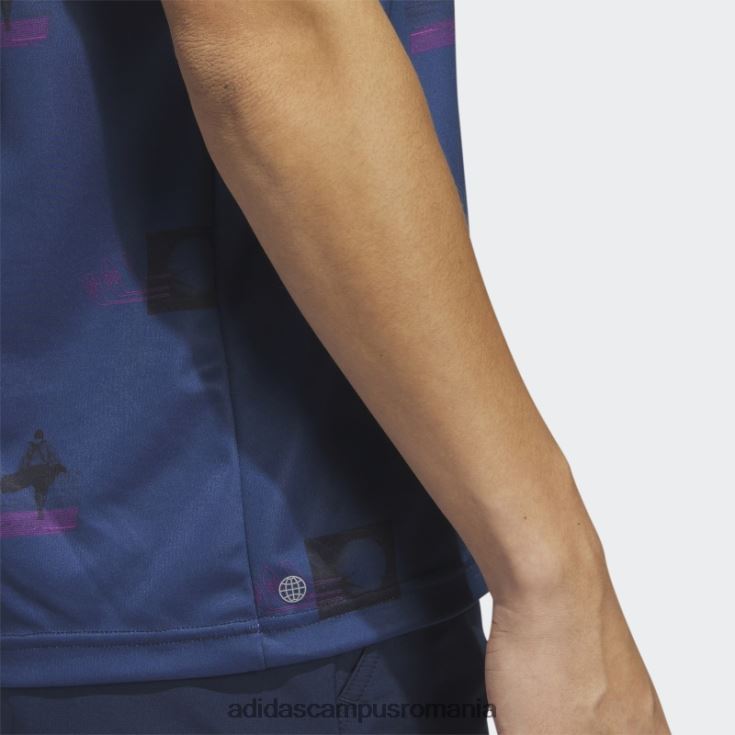 adidas campus romania tricou polo bleumarin cu imprimeu integral bărbați bleumarin/fucsia/negru J266N26238