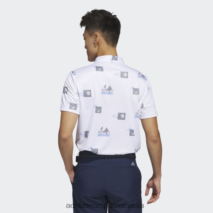 adidas campus romania tricou polo cu imprimeu integral alb bărbați alb/albastru/gri J266N26241