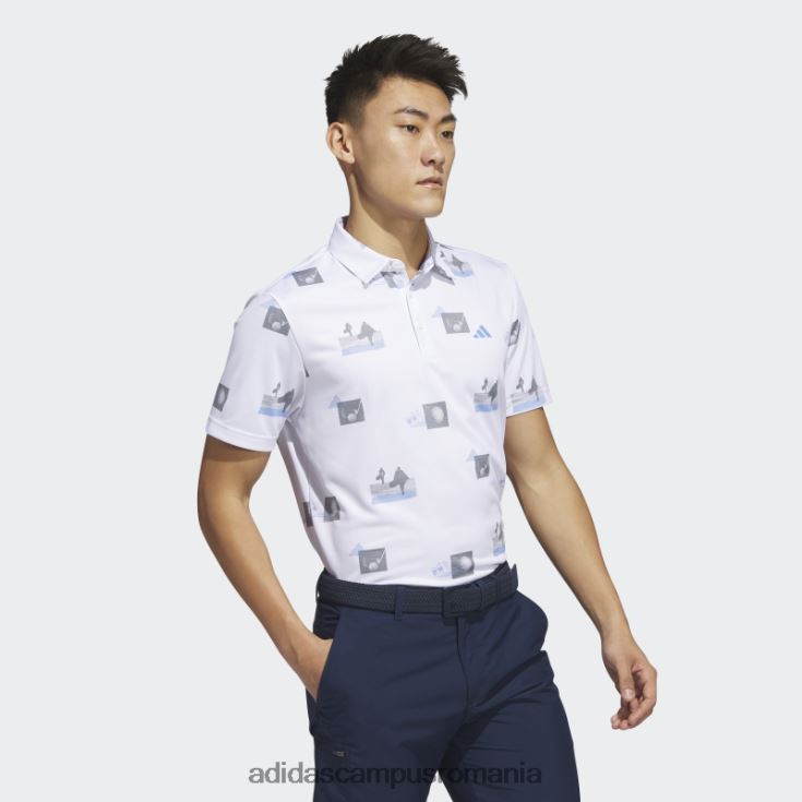 adidas campus romania tricou polo cu imprimeu integral alb bărbați alb/albastru/gri J266N26241