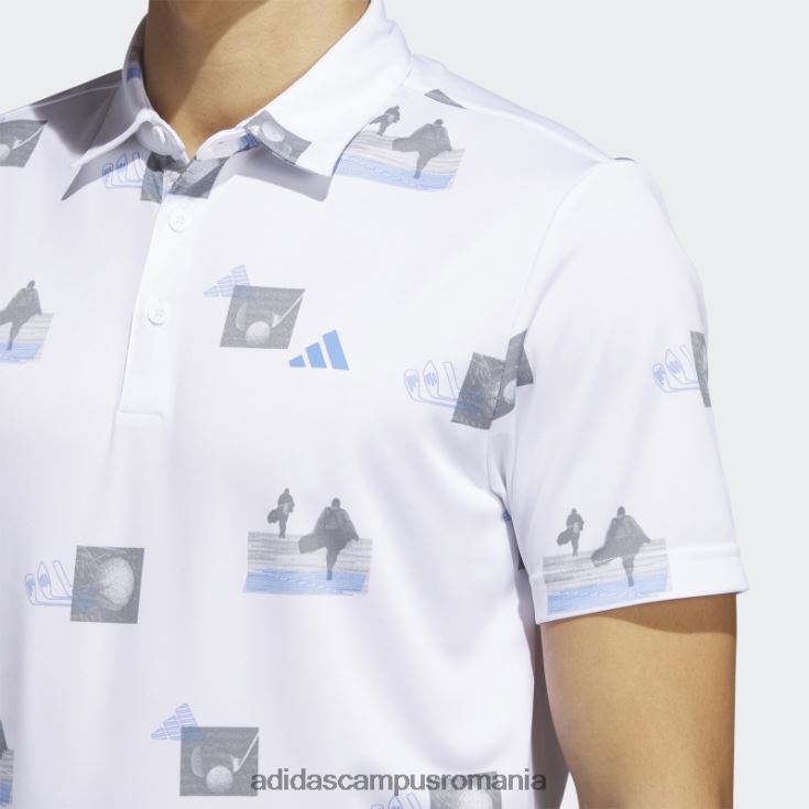 adidas campus romania tricou polo cu imprimeu integral alb bărbați alb/albastru/gri J266N26241