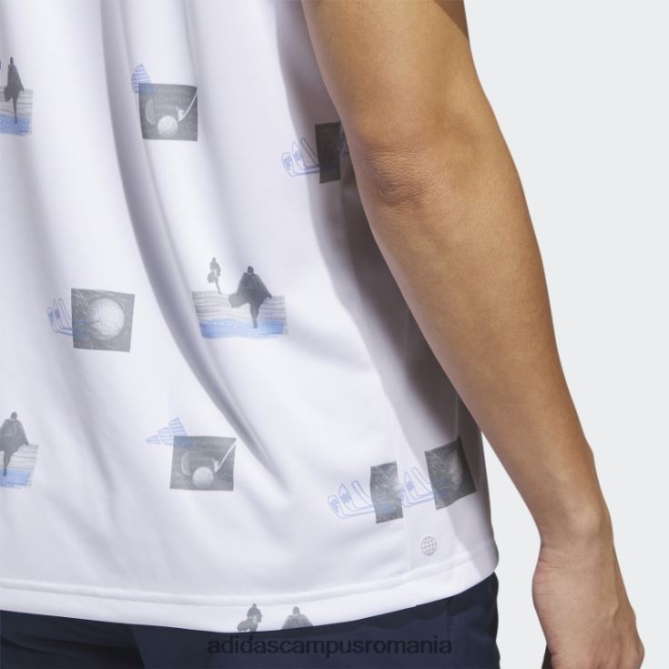 adidas campus romania tricou polo cu imprimeu integral alb bărbați alb/albastru/gri J266N26241