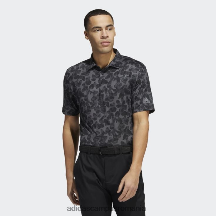 adidas campus romania tricou polo cu imprimeu prisma la moda neagra bărbați gri/negru J266N21575