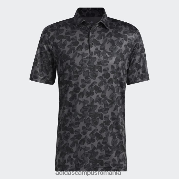 adidas campus romania tricou polo cu imprimeu prisma la moda neagra bărbați gri/negru J266N21575