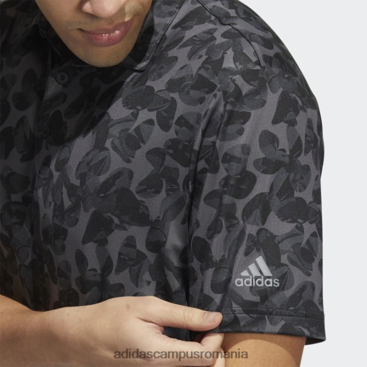 adidas campus romania tricou polo cu imprimeu prisma la moda neagra bărbați gri/negru J266N21575