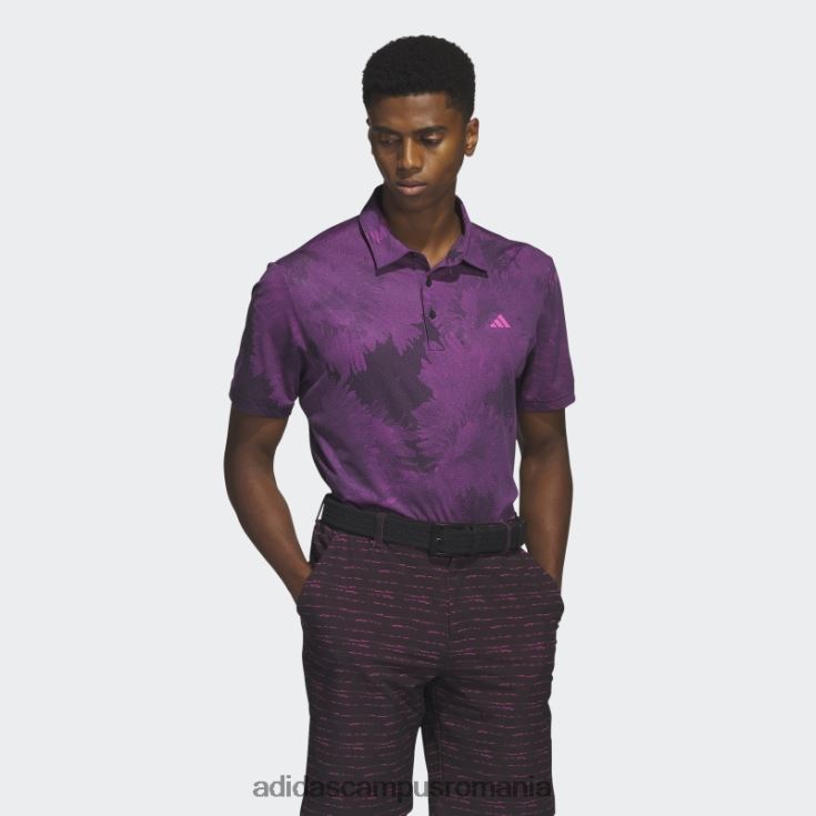 adidas campus romania tricou polo de golf cu plasă cu flori negru bărbați negru/fucsia J266N25752