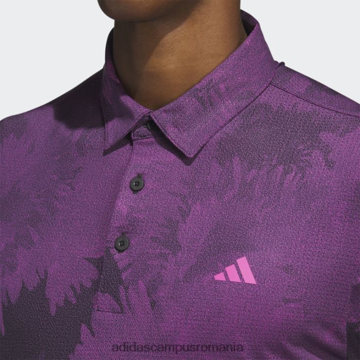 adidas campus romania tricou polo de golf cu plasă cu flori negru bărbați negru/fucsia J266N25752