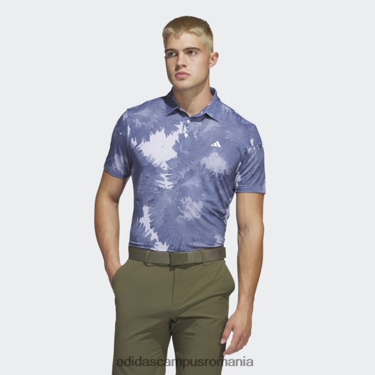 adidas campus romania tricou polo de golf din plasă cu flori albe bărbați alb/marinier J266N26095