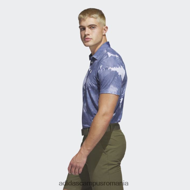 adidas campus romania tricou polo de golf din plasă cu flori albe bărbați alb/marinier J266N26095