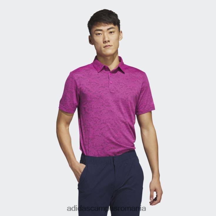 adidas campus romania tricou polo de golf jacquard texturat fucsia bărbați fucsia/negru J266N26485