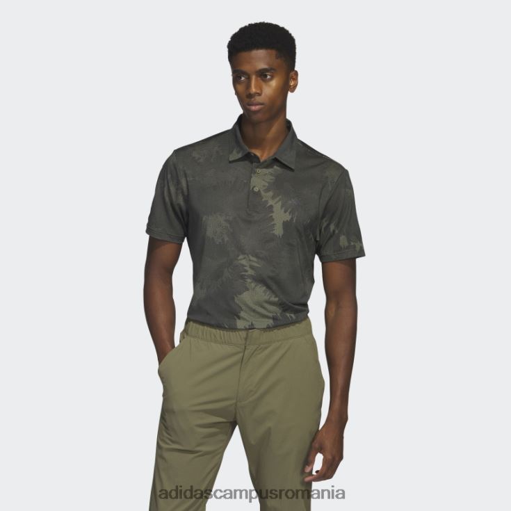 adidas campus romania tricou polo golf din plasă cu flori măsline bărbați măsliniu/negru J266N26578