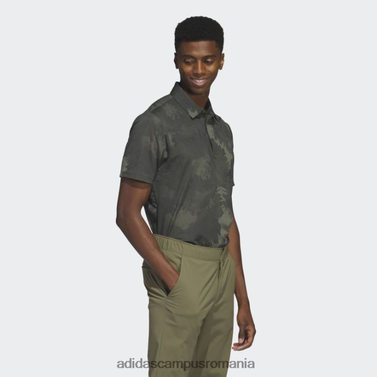adidas campus romania tricou polo golf din plasă cu flori măsline bărbați măsliniu/negru J266N26578