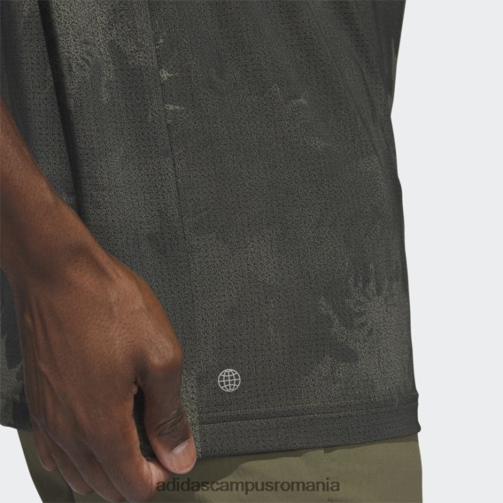 adidas campus romania tricou polo golf din plasă cu flori măsline bărbați măsliniu/negru J266N26578