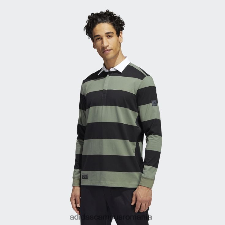 adidas campus romania tricou polo negru adicross cu maneca lunga bărbați negru/verde natural s10 J266N215083