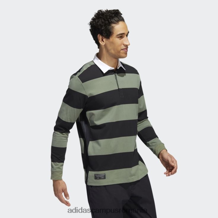 adidas campus romania tricou polo negru adicross cu maneca lunga bărbați negru/verde natural s10 J266N215083