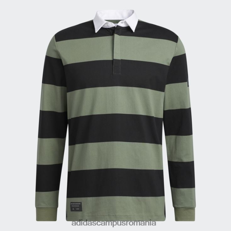 adidas campus romania tricou polo negru adicross cu maneca lunga bărbați negru/verde natural s10 J266N215083