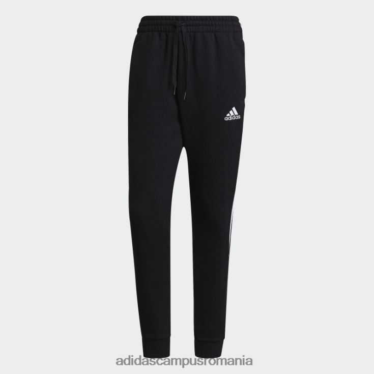 adidas campus romania essentials fleece manșetă conică pantaloni cu 3 dungi negri bărbați alb negru J266N21627