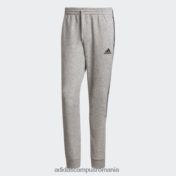 adidas campus romania gri mediu essentials fleece manșetă conică pantaloni cu 3 dungi adidas bărbați gri mediu/negru J266N21551