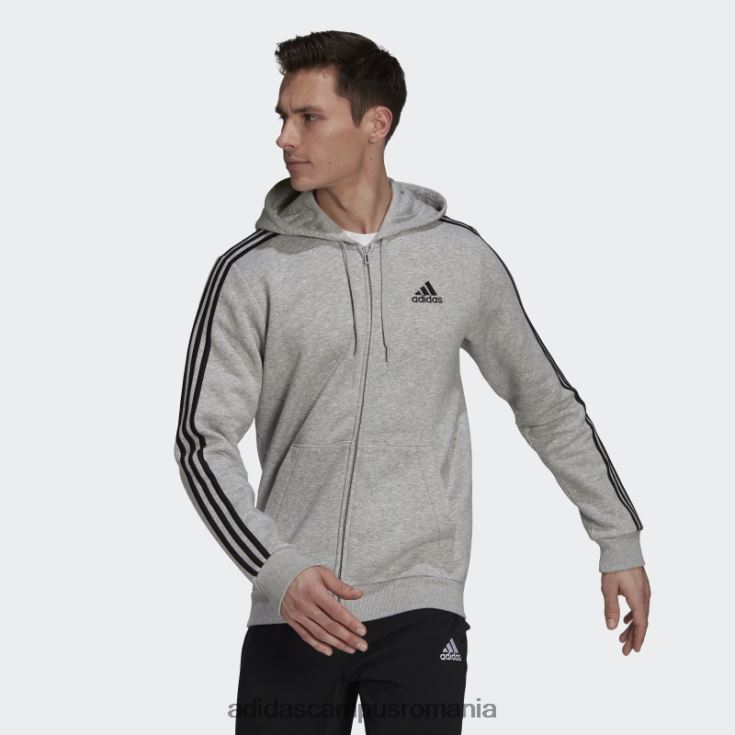 adidas campus romania hanorac adidas cu fermoar complet, gri mediu, fleece, cu fermoar bărbați gri mediu J266N23651
