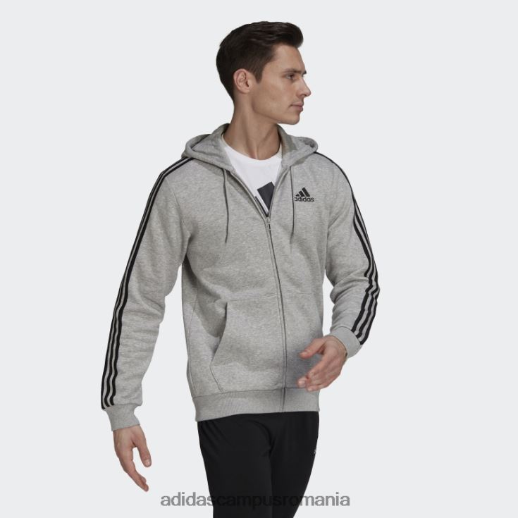 adidas campus romania hanorac adidas cu fermoar complet, gri mediu, fleece, cu fermoar bărbați gri mediu J266N23651