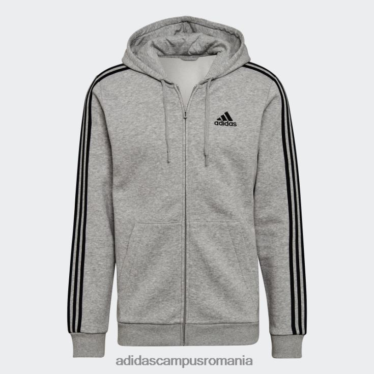 adidas campus romania hanorac adidas cu fermoar complet, gri mediu, fleece, cu fermoar bărbați gri mediu J266N23651