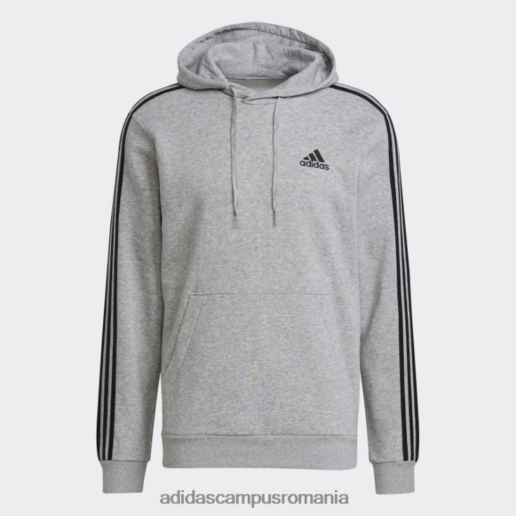 adidas campus romania hanorac cu 3 dungi, gri mediu, fleece essentials bărbați gri mediu/negru J266N21528