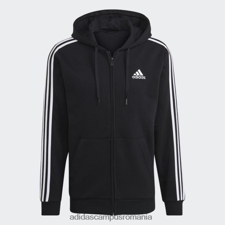 adidas campus romania hanorac negru cu fermoar complet din lână, cu 3 dungi bărbați negru J266N21445