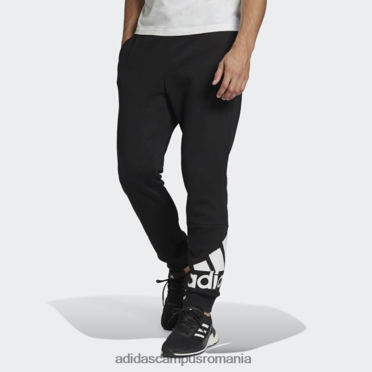 adidas campus romania pantaloni cu logo-ul cu manșetă conică essentials fleece negri bărbați alb negru J266N21628