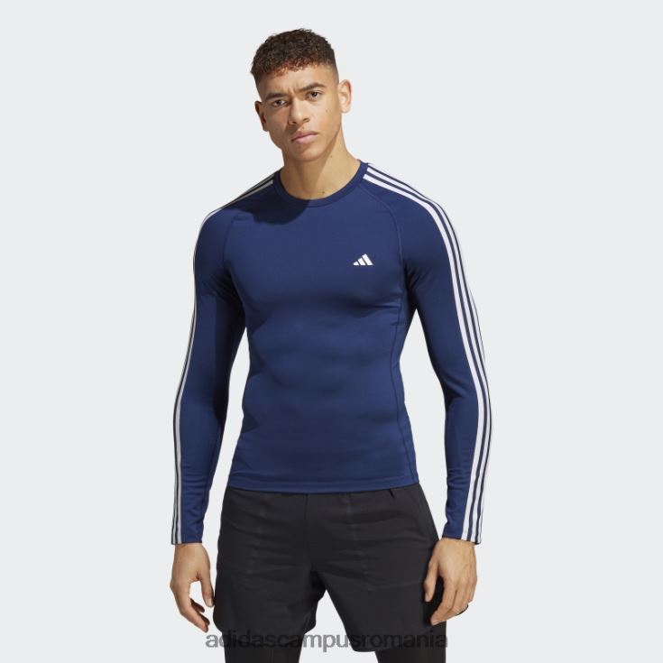 adidas campus romania Bluză adidas cu mânecă lungă de antrenament techfit cu 3 dungi albastru închis bărbați albastru inchis J266N213311